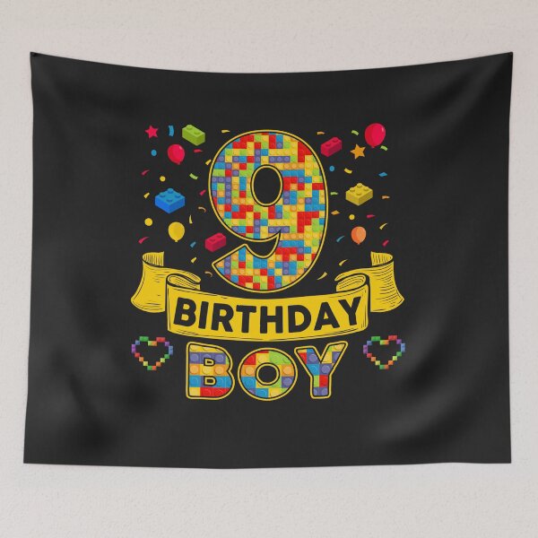 Item preview, 9th Birthday Boy Shirt - Colorful Building Blocks Birthday T-Shirt | Birthday Number Series designed and sold by GreatLion1017.