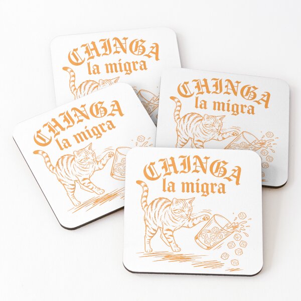 Item preview, Chinga La Migra Cat Knocking Over Ice Cubes Anti ICE Art designed and sold by EricCotanori.