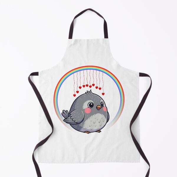 Item preview, Gray Bird with Rainbow Hearts - Cute Cartoon Bird with Hanging Hearts designed and sold by Love3Happy.