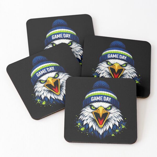 Item preview, Fierce Eagle Game Day Sports Mascot With Beanie And Green Eyes designed and sold by EricCotanori.