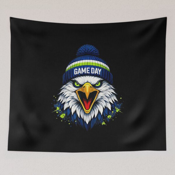 Item preview, Fierce Eagle Game Day Sports Mascot With Beanie And Green Eyes designed and sold by EricCotanori.