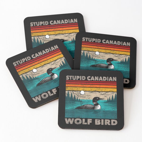 Item preview, Retro Vintage Stupid Canadian Wolf Bird Common Loon Sunset Nature Art designed and sold by LakenDraphil.
