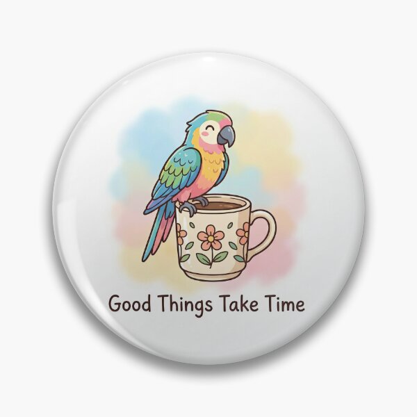 Item preview, Cute Parrot on Tea Cup – Cozy Motivational Poster designed and sold by Nice Vibes Prints.
