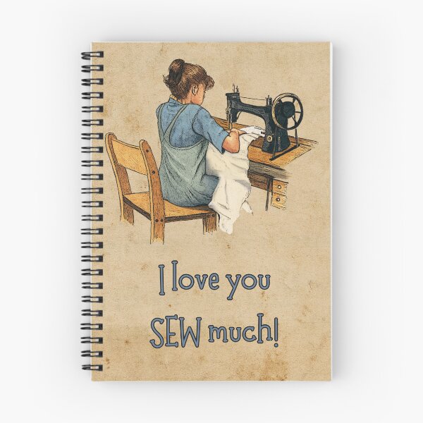 Item preview, I Love You SEW Much, With Illustration of Girl and Vintage Sewing Machine designed and sold by JoyfulWhimsy.