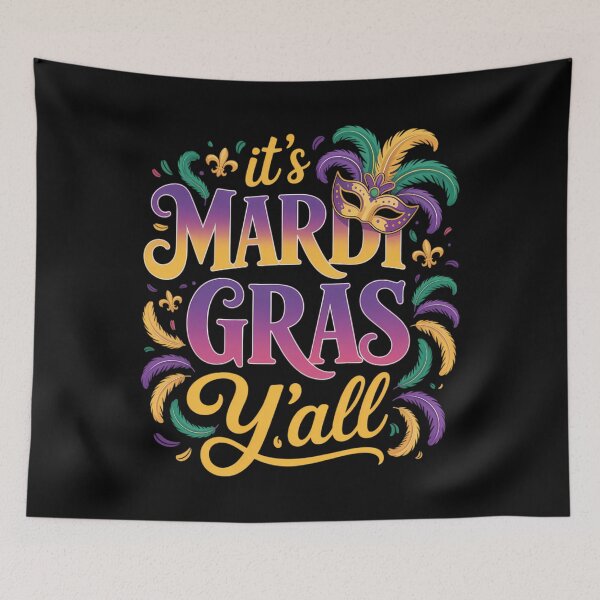 Item preview, It_s Mardi Gras Y_all with mask and fleur de lis designed and sold by TikCore.