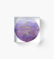 The Mountains are Calling Purple Watercolor Acrylic Block