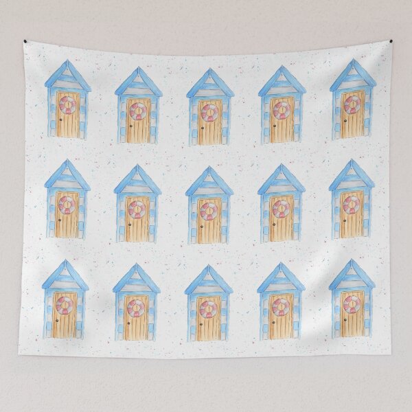 Item preview, Blue and White Beach Hut designed and sold by Theodora Gould.