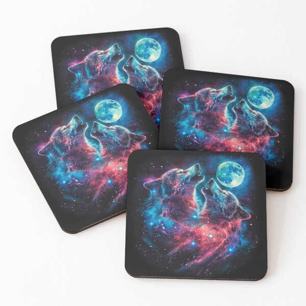 Item preview, Howling Wolves Moon T-Shirt – Cosmic Galaxy Wolf Art designed and sold by PSYNOVA.