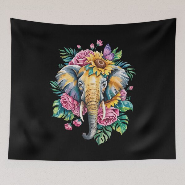 Item preview, Elephant Floral Animal Face Elephant Lovers designed and sold by angolinnArt.