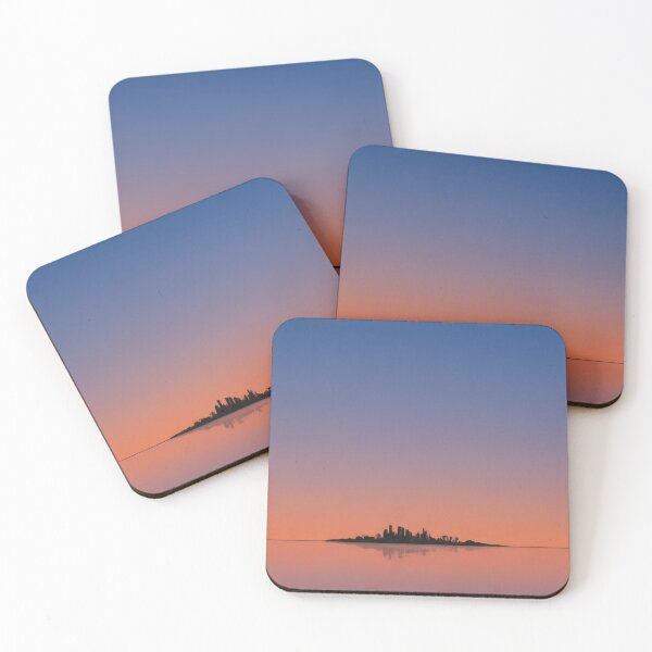 Item preview, Ruined Cityscape Horizon – Soft Magenta Peach Sunset Print designed and sold by Static Horizon Art.