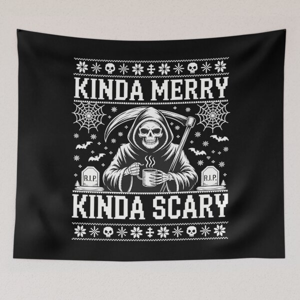 Item preview, Kinda Merry Kinda Scary Alt Goth Ugly Christmas Sweater designed and sold by TikCore.