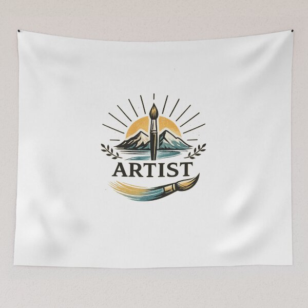 Item preview, Artist Nature Logo – Creative Paint Brush Landscape Design designed and sold by ArtVoyageShop.