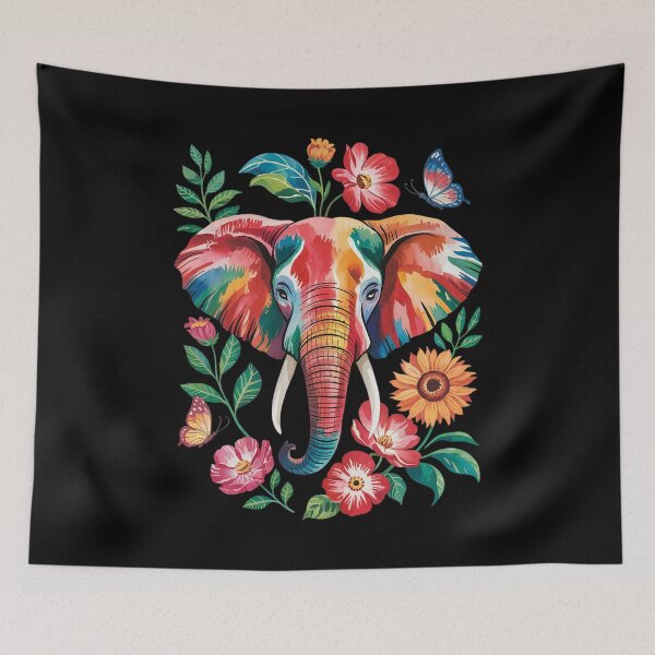 Item preview, Elephant Flower Floral Butterfly Tropical  designed and sold by angolinnArt.