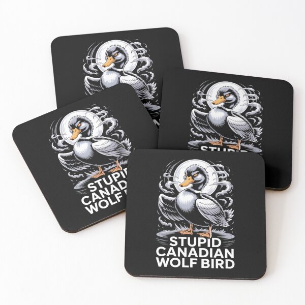 Item preview, Stupid Canadian Wolf Bird - Confident Standing Orange Accent Moon Design designed and sold by DarylWelsh2024.