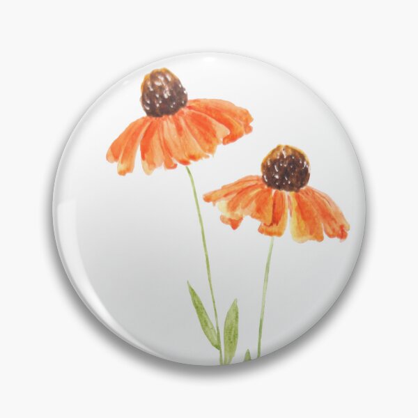 Item preview, hand painted two orange coneflowers watercolor  designed and sold by ColorandColor.