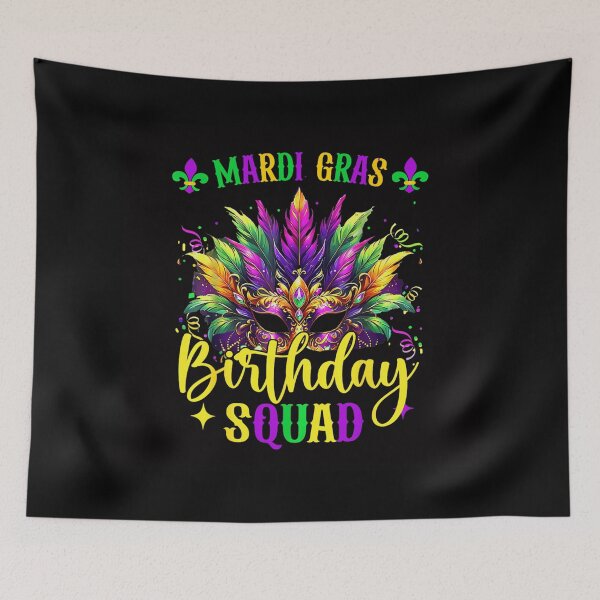 Item preview, Mardi Gras Birthday Squad Colorful Masquerade Mask Fat Tuesday Party Gear designed and sold by SuziLope.