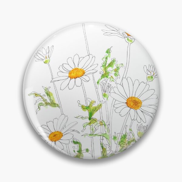 Item preview, hand painted white Margaret daisy ink and watercolor designed and sold by SelenePaintings .