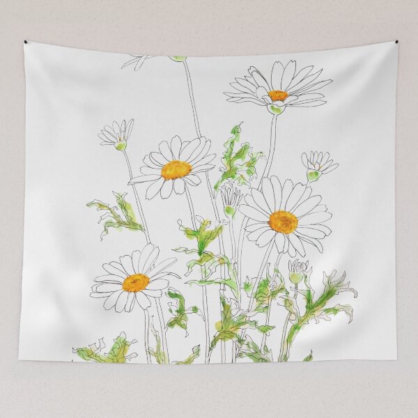 Item preview, hand painted white Margaret daisy ink and watercolor designed and sold by SelenePaintings .