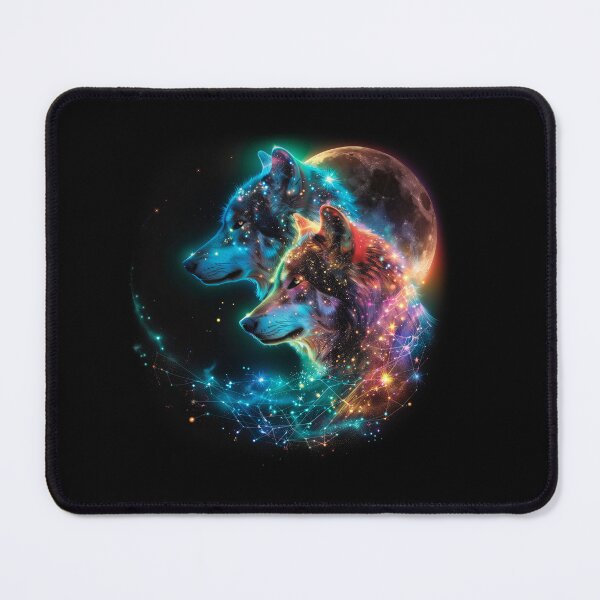 Item preview, Wolf Moon T-Shirt – Cosmic Double Wolf Galaxy | Dark Spectrum designed and sold by PSYNOVA.
