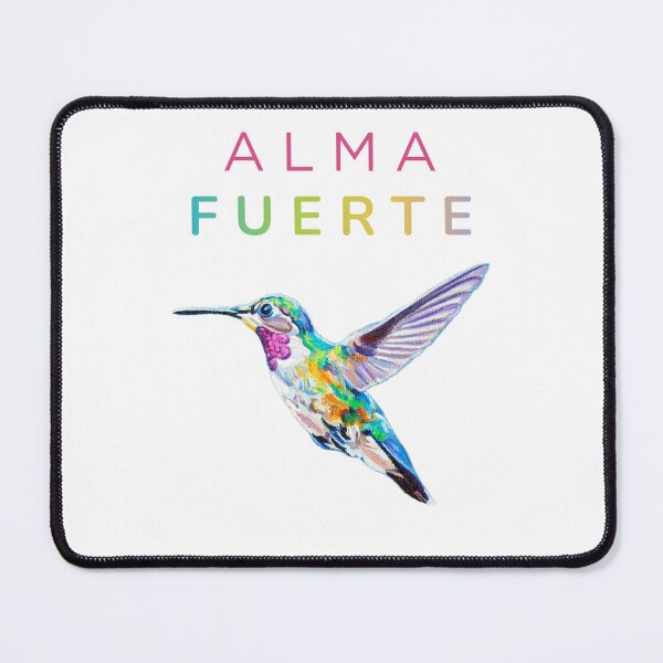 Item preview, 'Alma Fuerte' - A flying hummingbird flying with text in Spanish designed and sold by CromaArtStudio.