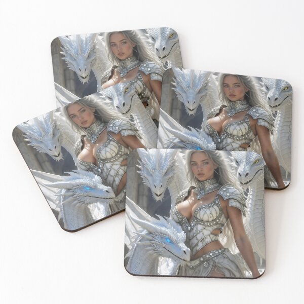 Item preview, Ethereal White Dragon Queen – Fantasy Observatory Portrait designed and sold by SunsetAngelsAI.