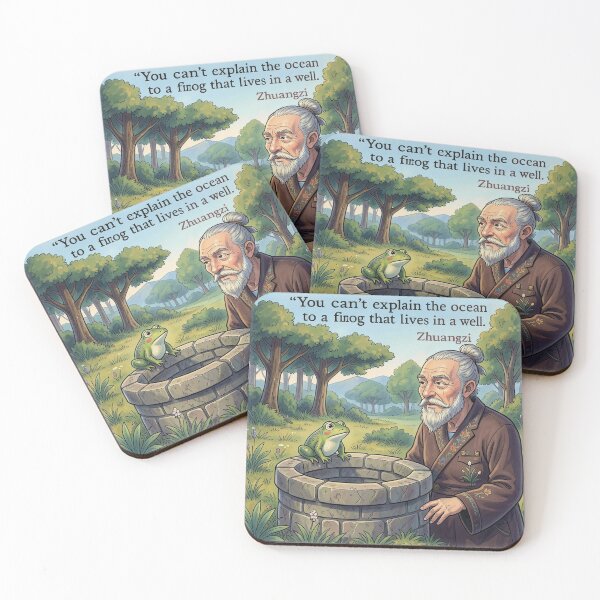Item preview, You Can’t Explain the Ocean to a Frog in a Well – Zhuangzi Philosophy Art | Taoist Wisdom Illustration designed and sold by YogaCreations.