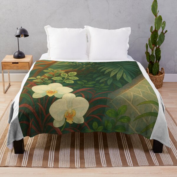 Item preview, White Orchids Sanctuary – Lush Tropical Botanical Illustration designed and sold by Sepia soul.