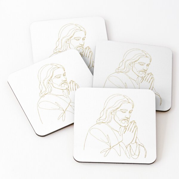 Item preview, Jesus Praying – One Line Gold Minimalist Christian Art designed and sold by Holy Ink.
