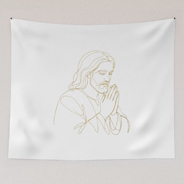 Item preview, Jesus Praying – One Line Gold Minimalist Christian Art designed and sold by Holy Ink.