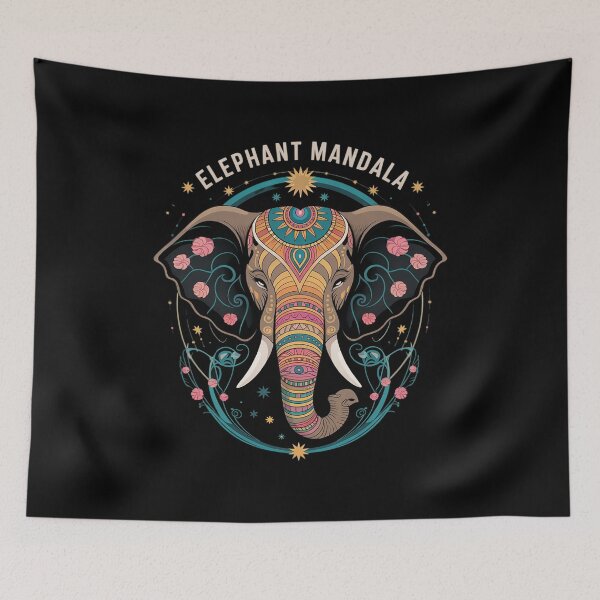 Item preview, Elephant Portrait Colorful Artwork Floral Savanna Nature designed and sold by angolinnArt.