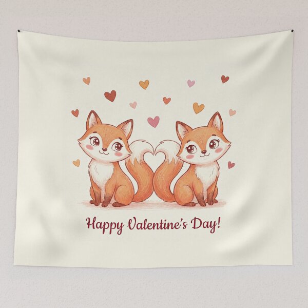 Artikelvorschau, Verliebtes Fuchspaar – Romantischer Valentinstagsdruck entworfen und verkauft von Nice Vibes Prints.