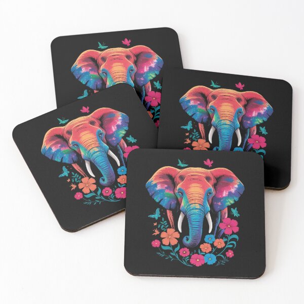 Item preview, Elephant Portrait Colorful Floral Artwork Safari Nature designed and sold by angolinnArt.
