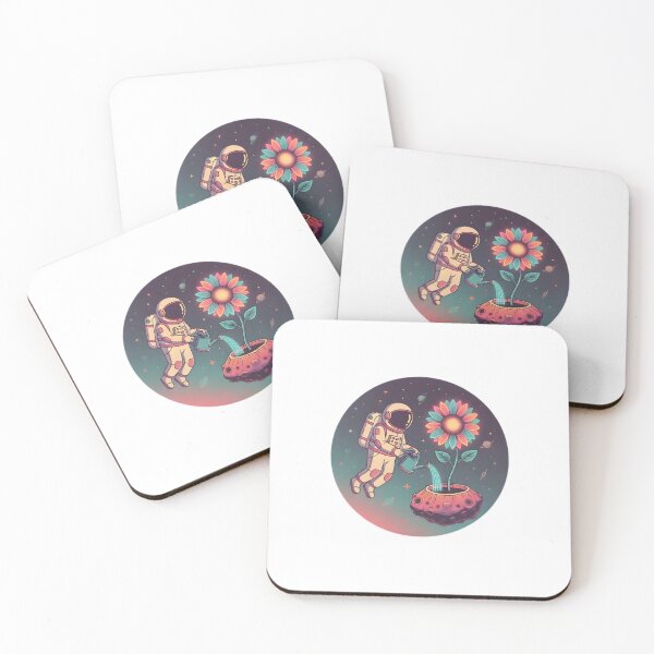 Item preview, Astronaut Watering Flower in Space – Aesthetic Cosmic Illustration designed and sold by MCV-Designs.