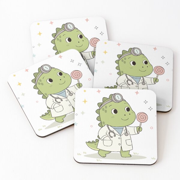 Item preview, Cute Dinosaur Doctor with Lollipop – Kawaii Dino Medical Cartoon designed and sold by MeeraArts&Crafts.