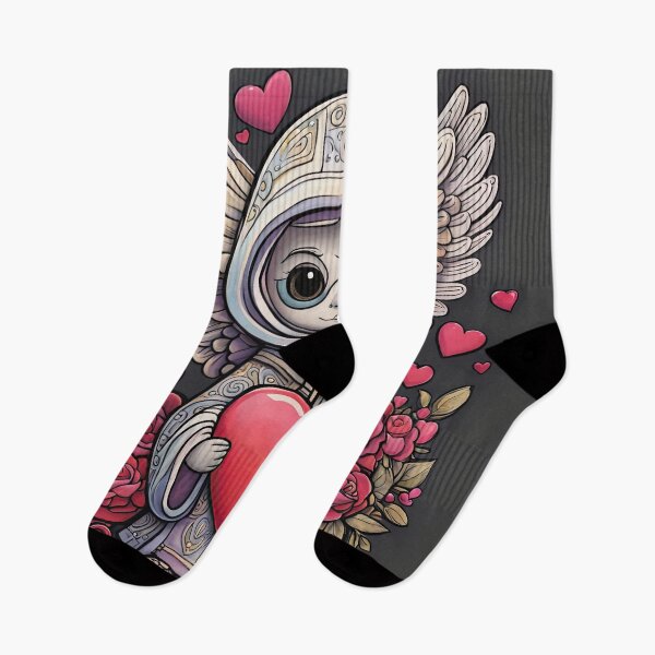 Item preview, Pensioner Angel of Love with wings wearing a hoodie celebrating Valentines Day designed and sold by Colin Bentham.