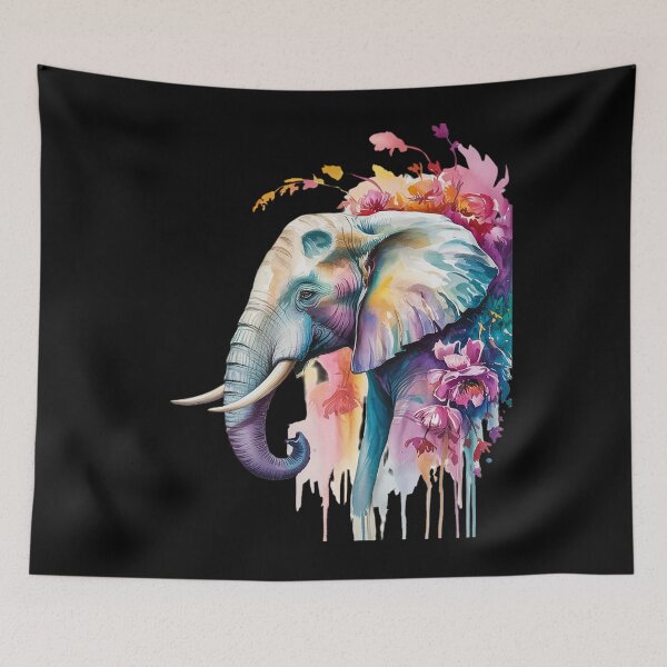 Item preview, Elephant Safari Art Floral African Elephant Watercolor designed and sold by angolinnArt.