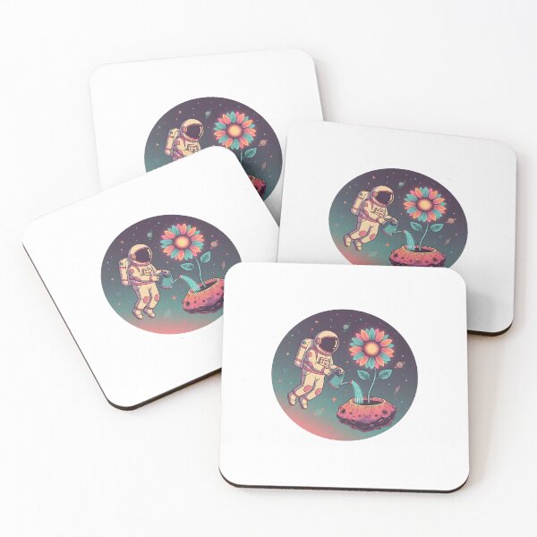 Item preview, Astronaut Watering a Flower in Space – Aesthetic Sci-Fi Illustration designed and sold by MCV-Designs.