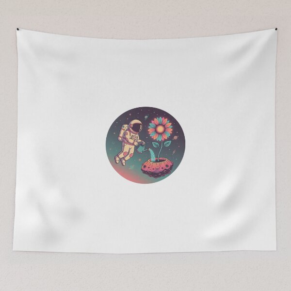 Item preview, Astronaut Watering a Flower in Space – Aesthetic Sci-Fi Illustration designed and sold by MCV-Designs.