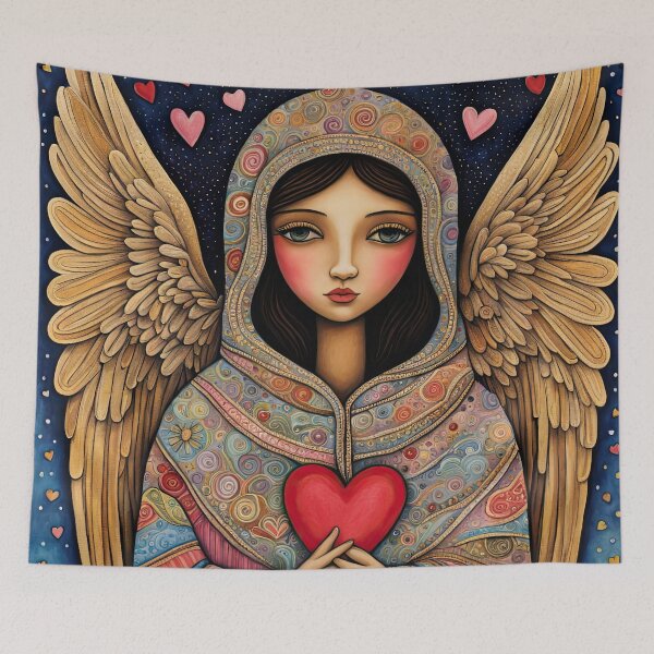 Item preview, Pensioner Angel of Love with wings wearing a hoodie celebrating Valentines Day designed and sold by Colin Bentham.