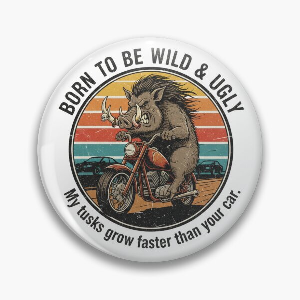Item preview, Funny Biker Wild Boar – Born To Be Wild & Ugly Retro 90s Vintage Art designed and sold by FakeJoo.