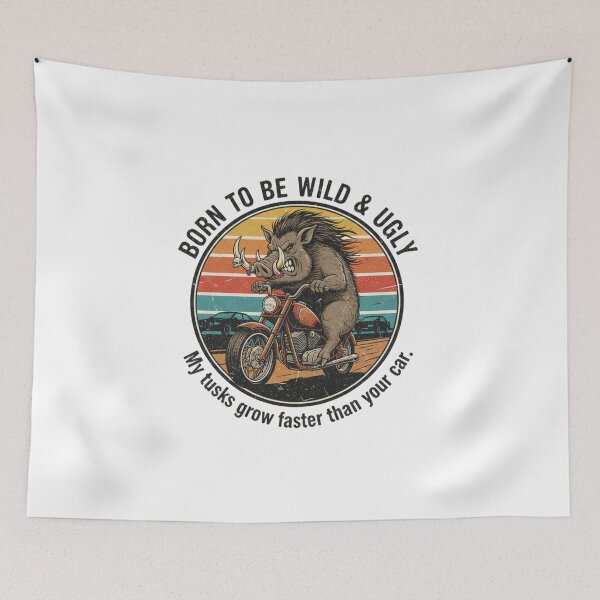 Item preview, Funny Biker Wild Boar – Born To Be Wild & Ugly Retro 90s Vintage Art designed and sold by FakeJoo.