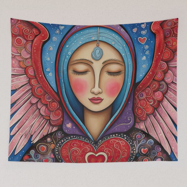 Item preview, Pensioner Angel of Love with wings wearing a hoodie celebrating Valentines Day designed and sold by Colin Bentham.