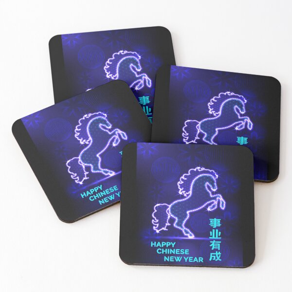 Item preview, Neon Blue Horse Chinese New Year Success Art designed and sold by teaw-teaw.