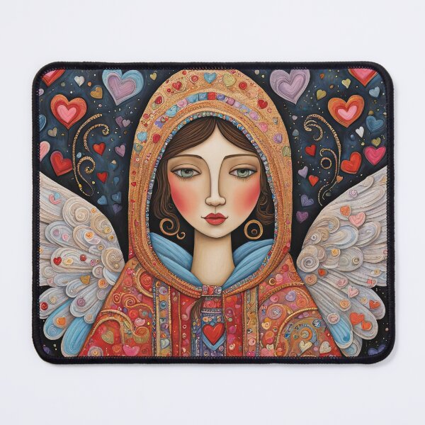 Item preview, Pensioner Angel of Love with wings wearing a hoodie celebrating Valentines Day designed and sold by Colin Bentham.