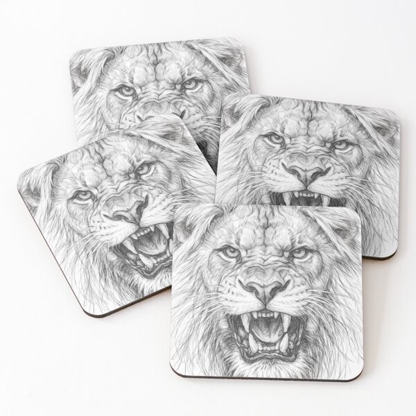Item preview, Black and White Lion Pencil Sketch Portrait Art Print designed and sold by Leon Woods Pencil Art.