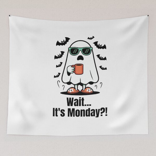Item preview, Wait It’s Monday?! Funny Ghost Coffee Monday Mood Design designed and sold by JustFunnyStuff.