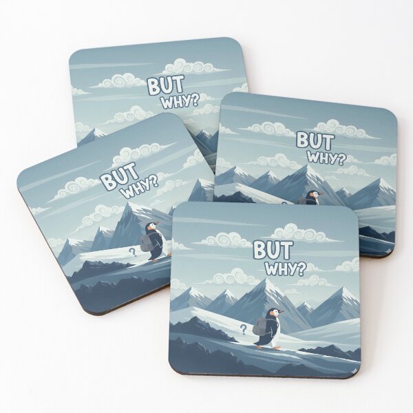 Item preview, But Why? Penguin Hiking Meme – Cute Surreal Illustration designed and sold by BRAINROTWEAR.