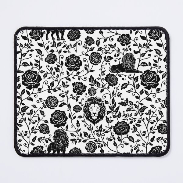Item preview, Victorian Rose & Lion Silhouette Seamless Pattern | Gothic Floral Animal Design designed and sold by WildLakePatterns.