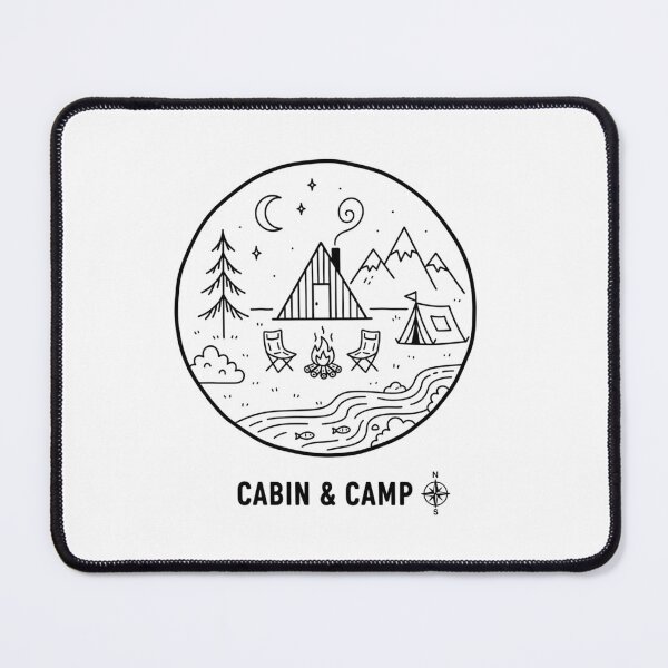 Item preview, Cabin and Campfire Night Line Art designed and sold by BlissHalo.