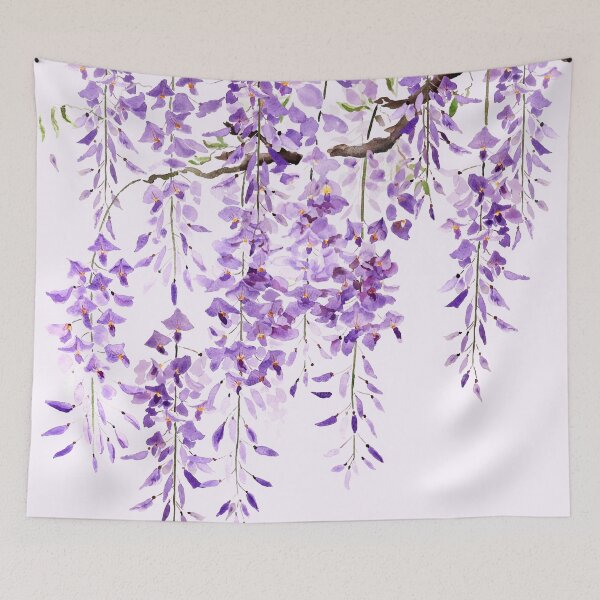 Aperçu de l'œuvre Glycine violette peinte à la main en fleurs 2024 2 créée et vendue par SelenePaintings .